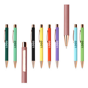 Nuevo Bolígrafo de Metal de Aluminio Color Oro Rosa con Logotipo Personalizado al por Mayor, con Recubrimiento de Goma Flexible de Lujo y Acabado Mate - Product Image 2