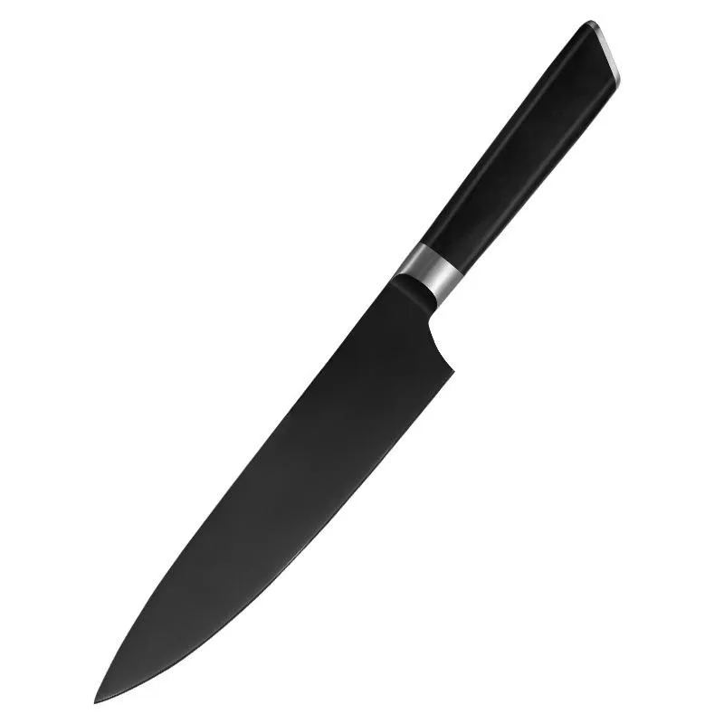 새로운 검은 산화 8 인치 요리사의 색 나무 조각 스테인레스 스틸 주방 가정용 요리 칼