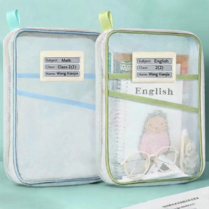 Organisateur de documents en forme de L à grande ouverture, pochette à poignée en maille, classeur A4 grande capacité pour étudiants, vente en gros - Product Image 1