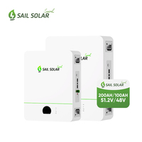 Batería de Litio Solar de Pared Sail de 10kwh, 48v 51.2v 200ah, Batería de Litio Ferrofosfato Solar