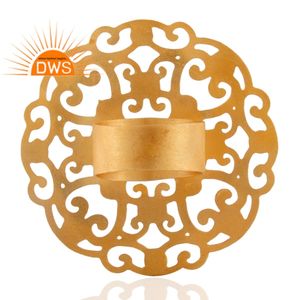 แหวนควอทซ์เพทายสโมคกี้ดีไซน์ลายเส้นกลมแหวนทองเหลืองชุบทอง18K สีเหลืองเครื่องประดับคอลเลกชันวินเทจ - Product Image 3