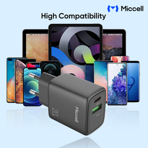 Chargeurs de téléphone Miccell 20W, <span class=keywords><strong>chargeur</strong></span> mural USB-C avec double port et charge rapide PD, comme adaptateur secteur pour <span class=keywords><strong>iPhone</strong></span>, <span class=keywords><strong>iPad</strong></span> et ordinateurs portables - Product Image 3