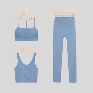 Women's DF 2 Piece Set Breathable Wrinkle-Resistant Workout Clothes Yoga Outfit Low Waist <b>Leggings</b> Metal Zipper Full - Product Image 5