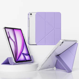 Funda desmontable deslizante con pliegue en <span class=keywords><strong>Y</strong></span>, funda transparente de cuero PU triple para <span class=keywords><strong>Apple</strong></span> <span class=keywords><strong>iPad</strong></span> Air 11 "2024/2025 con portalápices - Product Image 1