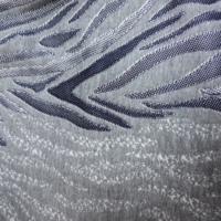 Tissu en polyester respirant et extensible à motif abstrait vague bleu marine, blanc et gris, pour literie de luxe, tricot jacquard