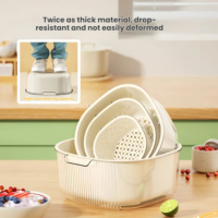 Panier égouttoir double couche en plastique pour cuisine, passoire à fruits et légumes, organisateur de rangement multifonctionnel pour évier domestique