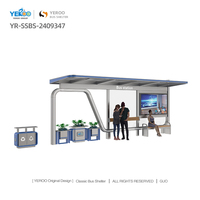 Abri d'attente pour bus en acier inoxydable durable pour extérieur avec affichage des informations en temps réel et rétroéclairage LED