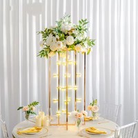 L163 Support de vase en acier inoxydable de 100 cm, finition miroir brillant or et argent, pour centre de table de mariage