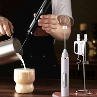 Mousseur à lait USB-C puissant en acier inoxydable 304, rechargeable, portable, batteur à œufs, mélangeur de crème
