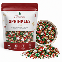Fournitures en gros de vermicelles comestibles sur le thème de l'hiver, mélange rouge, vert et or, pour la décoration de gâteaux de Noël