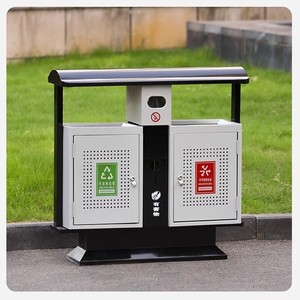 Poubelles extérieures en acier inoxydable pour le recyclage et le tri des déchets ; poubelles extérieures pour les lieux publics, les parcs, les sites touristiques - Product Image 2