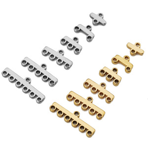 Conector plano de acero inoxidable con múltiples orificios, 2, 3, 4, 5, 6 puertos, pulido, accesorios de joyería DIY para pendientes, pulseras, collares - Product Image 1