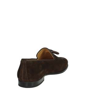Mocassini da uomo in camoscio marrone scuro con nappe, slip-on, eleganti - Product Image 3