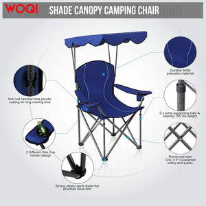 Silla plegable Woqi para acampar, color azul oscuro, de aluminio y tela Oxford, con portavasos, para pesca y uso en exteriores. - Product Image 3