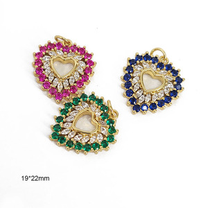 CZ8505ใหญ่18K ทอง CZ ไมโครปูเครื่องประดับ Supplies18k ทอง CZ ปูจัมโบ้ยาวเฉียงรักจี้เสน่ห์หัวใจ - Product Image 4