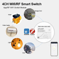 Module de relais sans fil intelligent ZBEV-TDQ Ewelink Zigbee RF à contact sec, 4 canaux, compatible Alexa Google Home, contrôle via application PC