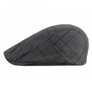 <b>Mens</b> Striped Plaid Newsboy Hats <b>Men's</b> Cotton <b>Flat</b> Hat Adjustable Irish Cabbie Driving Hunting <b>Cap</b> - Product Image 2