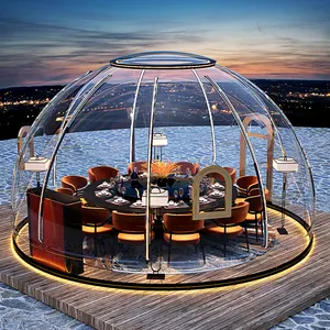 Casa prefabricada al aire libre de lujo transparente burbuja Camping Hotel tienda casa Glamping 6-8 personas carpa de cúpula de policarbonato