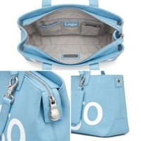 Sac fourre-tout de plage grande capacité pour femme, style coquette avec nœud, en tricot simple, à bandoulière, pour le shopping, avec fermeture éclair, en polyester, couleur unie, personnalisable, porté croisé