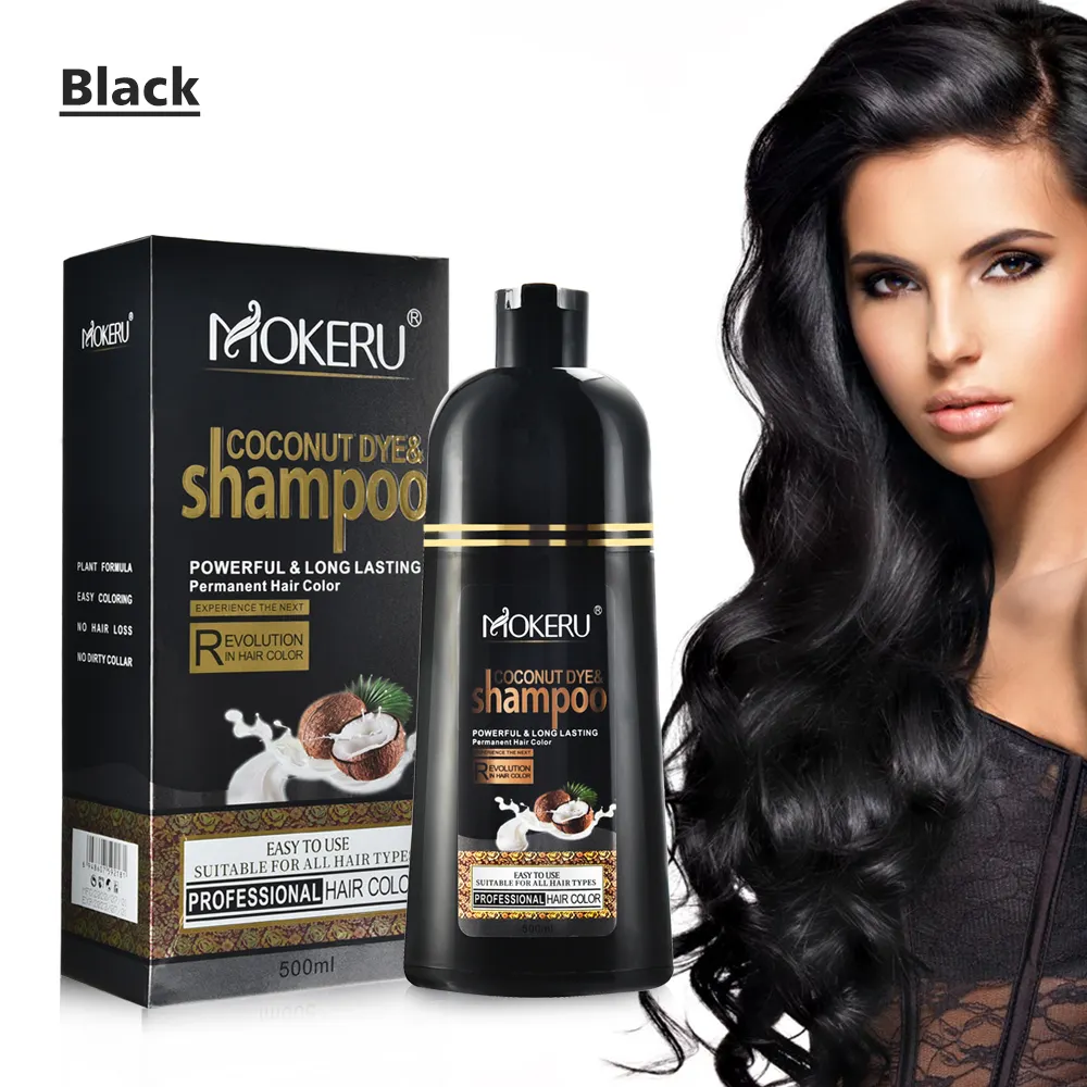 Individuelles Großhandels-Mokeru 500 ml natürlicher Kokosnuss lang anhaltender dauerhafter brauner Mokeru-Haarfarbfarb Shampoo für Frauen und Männer