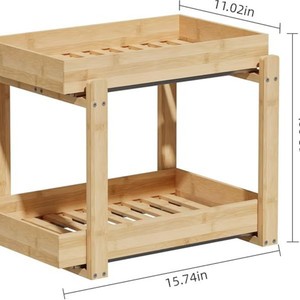 Boîte de rangement rectangulaire à double couche, grande capacité, en bois blanc et noir, pour le rangement des aliments sur le bureau - Product Image 5