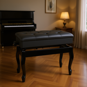 Banco de Piano con Altura Ajustable, Mueble de Madera para el Hogar con Almacenamiento, Color Negro - Product Image 2