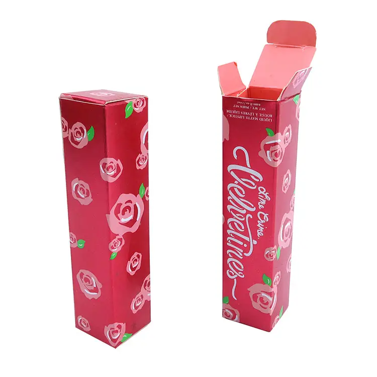 Individuell bedrucktes Design Lip gloss Private Label Lippen balsam Glossy Laminat ion Verpackungs boxen für Lippenstifte