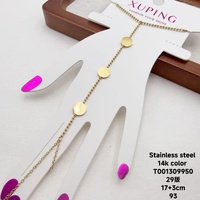 Bijoux XUPING – Nouveauté tendance : Bracelet de main et bague chaîne maillons pour femme en acier inoxydable couleur or 14 carats – Bijoux féminins