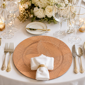 Assiettes de Présentation en Plastique Réutilisables de Luxe, Écologiques et Durables en PP, Motif Tressé Rétro 13 pouces, Personnalisables pour Mariages et Fêtes (Vente en Gros) - Product Image 2