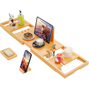 Bandeja de Baño de Bambú, Organizador de Baño de Bambú para Uso en la Bañera - Product Image 1