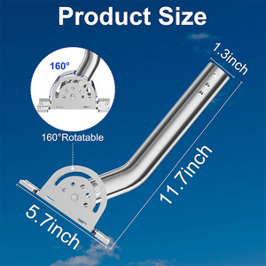 Mât de montage JH-Mech universel robuste antirouille en acier inoxydable argenté pour montage mural sur toit - Product Image 2