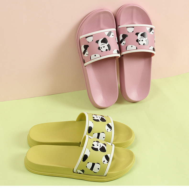 Cartoon Panda Indoor Non-slip Slippers for Women Soft Sole Bathroom Slides Shoes