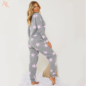 Conjunto <span class=keywords><strong>de</strong></span> pijama <span class=keywords><strong>de</strong></span> algodón y poliéster para mujer, pantalón largo <span class=keywords><strong>de</strong></span> manga larga, ropa <span class=keywords><strong>de</strong></span> <span class=keywords><strong>noche</strong></span> con estampado <span class=keywords><strong>de</strong></span> estrellas Digital - Product Image 2
