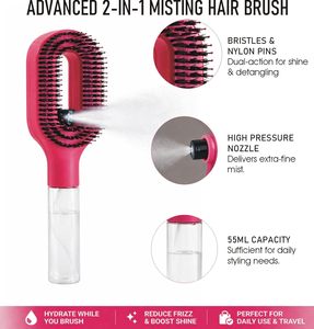 Anti-static Hair <b>Brush</b> 2-in-1 Hair Mist <b>Brush</b> That Detangles Refreshes and <b>Smooths</b> Hair Comb Hair Massage <b>Brush</b> Hair Comb - Product Image 3
