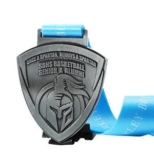 व्यक्तिगत पदक कस्टम डी स्टाम्पिंग लोगो धातु खेल के लिए प्राचीन चांदी उच्च विद्यालय किशोर बास्केटबॉल पदक खेल के लिए