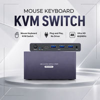 Commutateur KVM HDMI 2 ports pour 2 ordinateurs, partage 1 moniteur et clavier/souris, avec contrôleur filaire, 4K 60Hz, Plug and Play