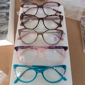 Warehouse Stock high quality assort mix random designer optical acetate eyewear with metal Temple eyeglass frame