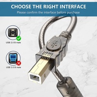 Kabel Printer USB 2.0 PVC Kecepatan Tinggi Tipe Male B Male Konektor Berlapis Nikel Garansi 12 Bulan