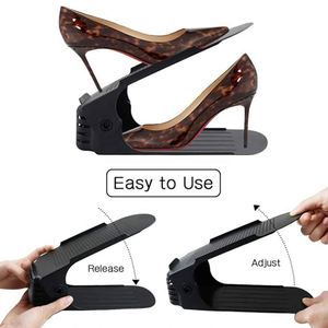 Adjustable Foldable Double Layer PP Dustproof Fashionable <b>Shoe</b> Support <b>Rack</b> Slots Organizer for Living Room Wardrobe Bathroom - Product Image 4