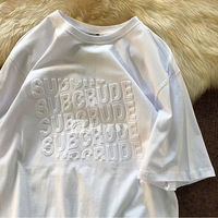 Prêt à expédier T-shirt graphique en coton en relief T-shirt en relief pour hommes T-shirt en coton 100%