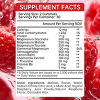 Gummies sans sucre en gros à base d'Ashwagandha, de Vitamine B6 500mg et de Glycinate de Magnésium pour la récupération musculaire et le soutien du sommeil