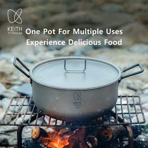 Ngoài trời cắm trại di động Cookware Set 1800ml cấp thực phẩm Titan nồi <span class=keywords><strong>Pan</strong></span> với gấp xử lý - Product Image 3