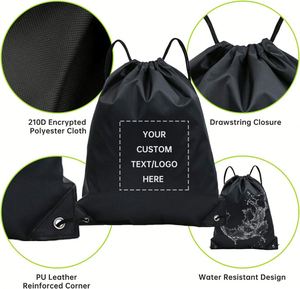 Quality Custom Printed Logo Polyester Draw <b>String</b> Backpack Promotional <b>Shopping</b> <b>Bags</b> 210D Drawstring <b>Bag</b> With Zipper Pocket - Product Image 2