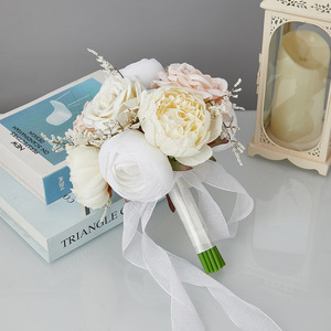 S0065R Nouveau Bouquet de Pivoines Artificielles de Haute Qualité pour Mariage, Mariée et Demoiselle d'honneur, au Style Raffiné et Tendance - Product Image 3