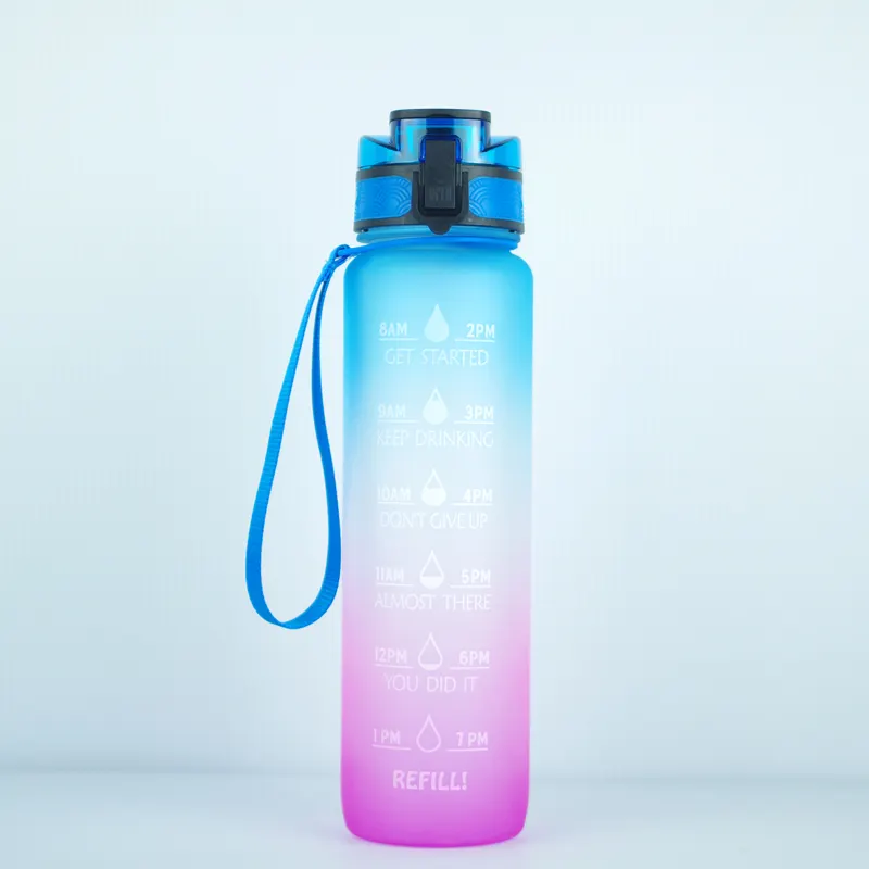 Aanpassen 32Oz 1000Ml Tritan Water Flessen Motivatie Sport Plastic Waterfles Voor Indoor & Outdoor Activiteiten