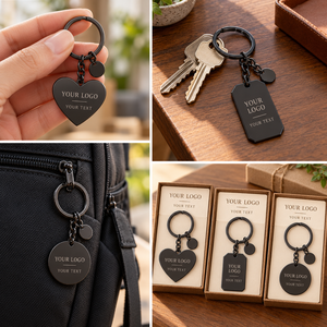 Llaveros Personalizados de Metal Negro en Forma de Corazón, Redondos y Rectangulares con Logotipo y Texto Personalizados OEM ODM - Product Image 3
