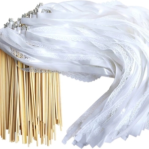 Wholesale <b>Fairy</b> Ribbon <b>Wands</b> Satin Lace Streamer Stick With Bells For Birthday Party And Wedding - Product Image 1