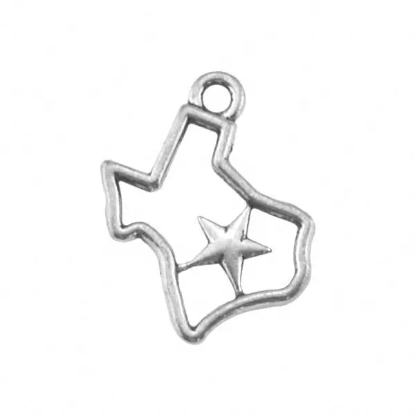 Akzeptieren Sie benutzer definierte Großhandel DIY Metall Zink Legierung USA Bundesstaat Texas mit Sternform Karte Anhänger Schmuck Charme für Armbänder