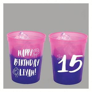Gobelet personnalisé réutilisable en plastique de 16 oz, tasse à boisson changeante de couleur au froid avec logo, idéal pour les fêtes d'anniversaire - Product Image 1