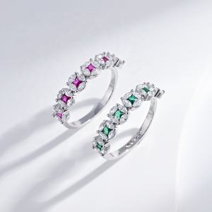 Anillos ajustables de plata 925 al por mayor, joyería de moda para mujer, anillos de compromiso apilables de color DIY, estilo vintage, delicados, con circonita esmeralda. - Product Image 5